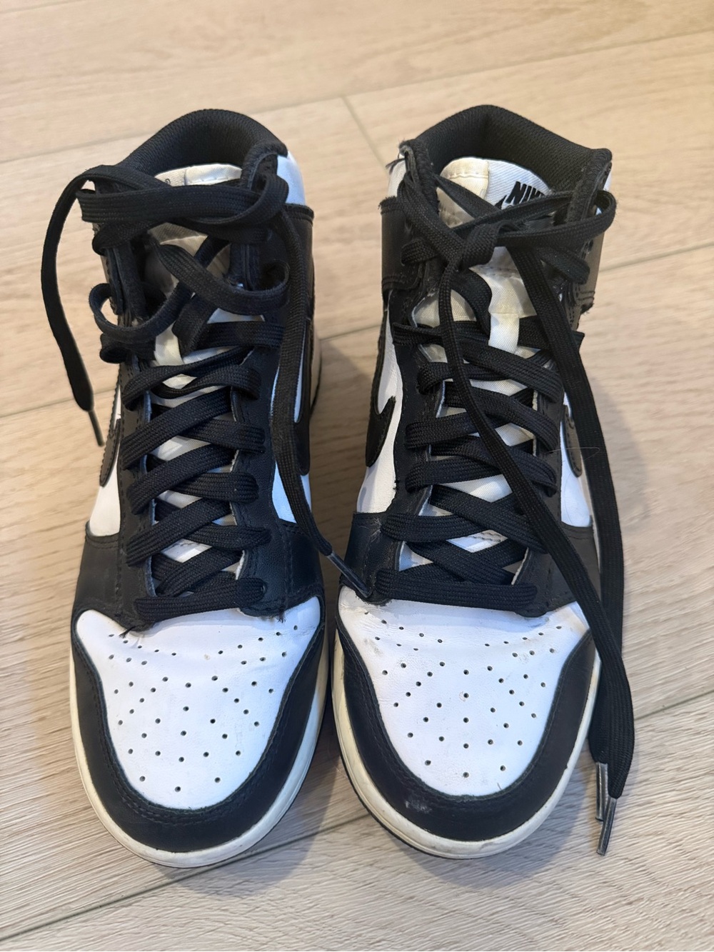 Nike Black and White High-Top Sneakers - Two-Tone Retro Style